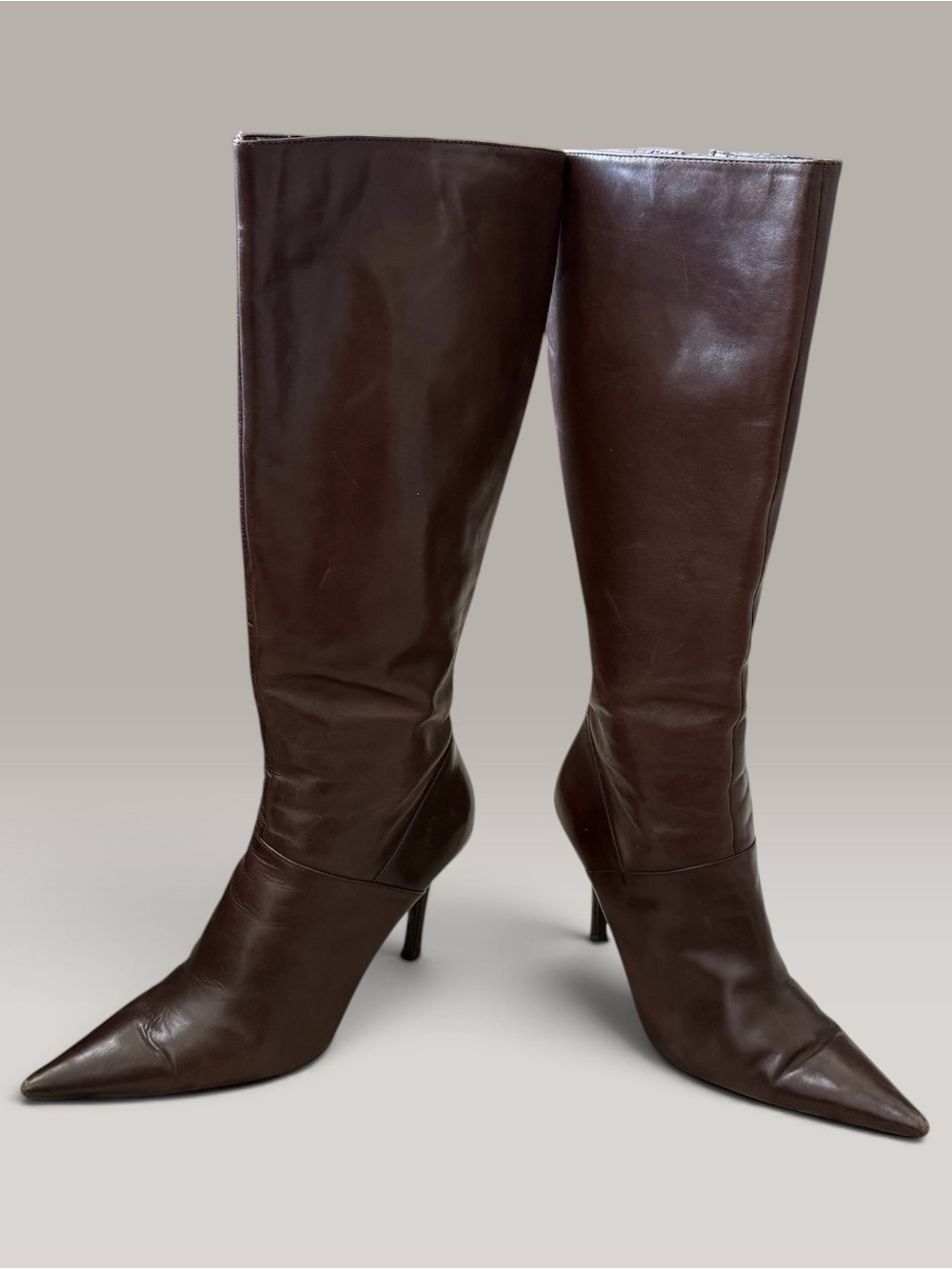 Nine West Brown Pointed Toe Knee High Stiletto Boots Size 7